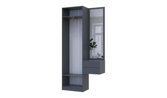 Hallway Sola 1+2 Graphite/Gray chipboard / mirror 105x40x215 (42005153)