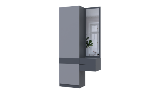 Hallway Sola 1+2 Graphite/Gray chipboard / mirror 105x40x215 (42005153)