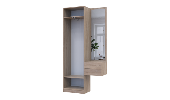 Hallway Sola 1+2 Sonoma oak / White chipboard / mirror 105x40x215 (42005150)