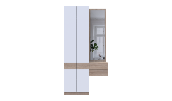 Hallway Sola 1+2 Sonoma oak / White chipboard / mirror 105x40x215 (42005150)