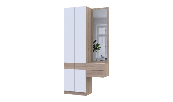 Hallway Sola 1+2 Sonoma oak / White chipboard / mirror 105x40x215 (42005150)