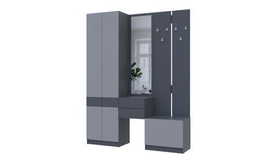 Hallway Sola Graphite/Gray chipboard / mirror 165x40x215 (42005146)