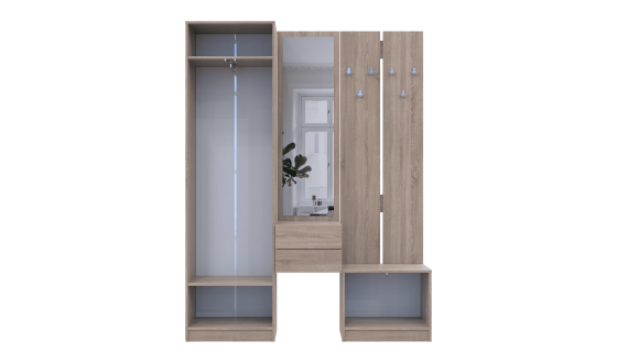 Hallway Sola Sonoma Oak / White chipboard / mirror 165x40x215 (42005147)