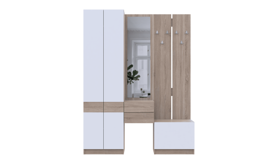 Hallway Sola Sonoma Oak / White chipboard / mirror 165x40x215 (42005147)