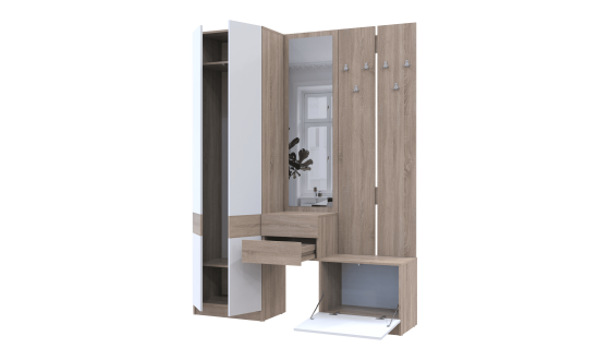 Hallway Sola Sonoma Oak / White chipboard / mirror 165x40x215 (42005147)