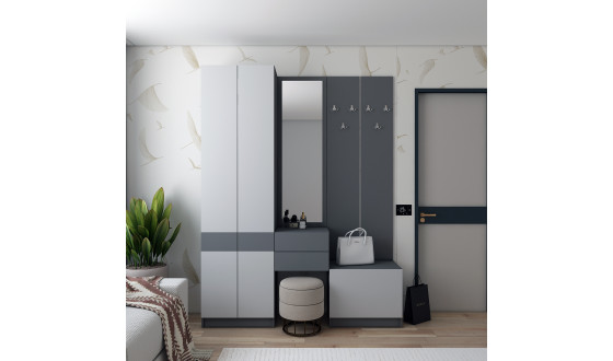 Hallway Sola Graphite/Gray chipboard / mirror 165x40x215 (42005146)