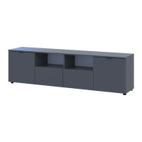 Chest of drawers Ron 4 2 fronts 2 drawers Graphite 180x38x50
