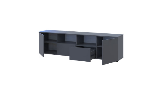 Chest of drawers Ron 4 2 fronts 2 drawers Graphite 180x38x50