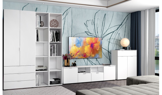 Chest of drawers Ron 4 2 fronts 2 drawers White 180x38x50