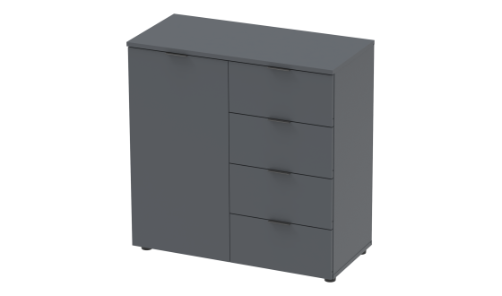 Chest of drawers Ron 1 1 front 4 drawers Graphite 80x38x81