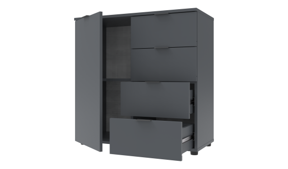 Chest of drawers Ron 1 1 front 4 drawers Graphite 80x38x81