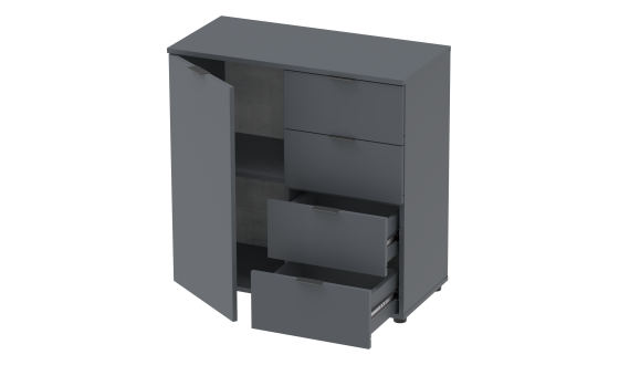 Chest of drawers Ron 1 1 front 4 drawers Graphite 80x38x81