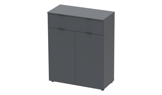 Chest of drawers Ron 2 2 fronts 1 drawer Graphite 80x38x100