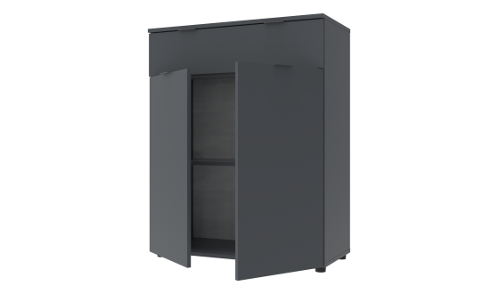 Chest of drawers Ron 2 2 fronts 1 drawer Graphite 80x38x100