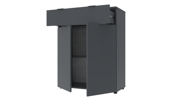 Chest of drawers Ron 2 2 fronts 1 drawer Graphite 80x38x100