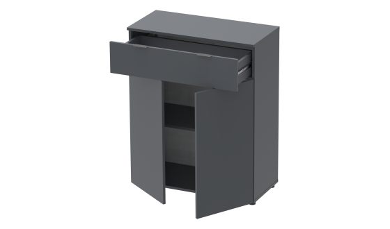 Chest of drawers Ron 2 2 fronts 1 drawer Graphite 80x38x100