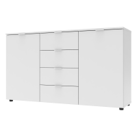 Chest of drawers Ron 5 2 fronts 4 drawers White 140x38x81