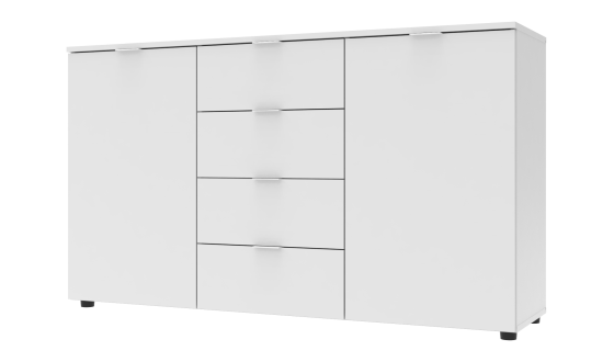 Chest of drawers Ron 5 2 fronts 4 drawers White 140x38x81