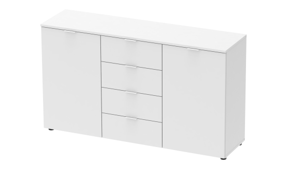 Chest of drawers Ron 5 2 fronts 4 drawers White 140x38x81