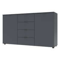 Chest of drawers Ron 5 2 fronts 4 drawers Graphite 140x38x81