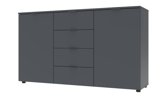Chest of drawers Ron 5 2 fronts 4 drawers Graphite 140x38x81