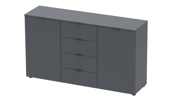 Chest of drawers Ron 5 2 fronts 4 drawers Graphite 140x38x81