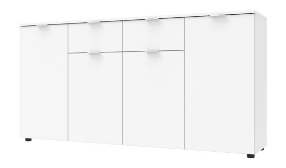Chest of drawers Ron 7 4 fronts 2 drawers White 160x38x81
