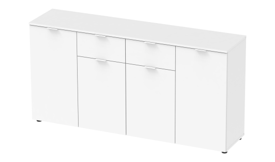 Chest of drawers Ron 7 4 fronts 2 drawers White 160x38x81