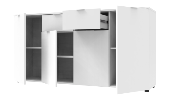 Chest of drawers Ron 7 4 fronts 2 drawers White 160x38x81