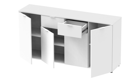 Chest of drawers Ron 7 4 fronts 2 drawers White 160x38x81