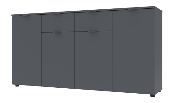 Chest of drawers Ron 7 4 fronts 2 drawers Graphite 160x38x81