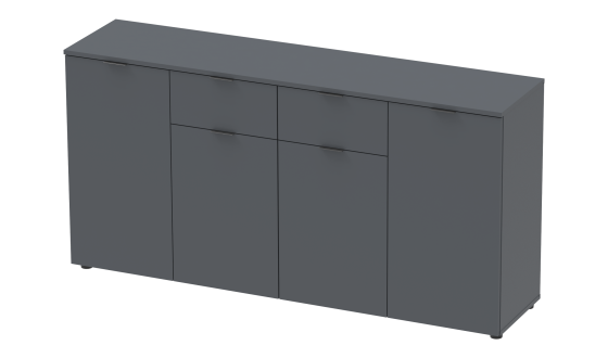 Chest of drawers Ron 7 4 fronts 2 drawers Graphite 160x38x81