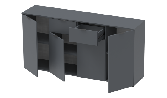 Chest of drawers Ron 7 4 fronts 2 drawers Graphite 160x38x81