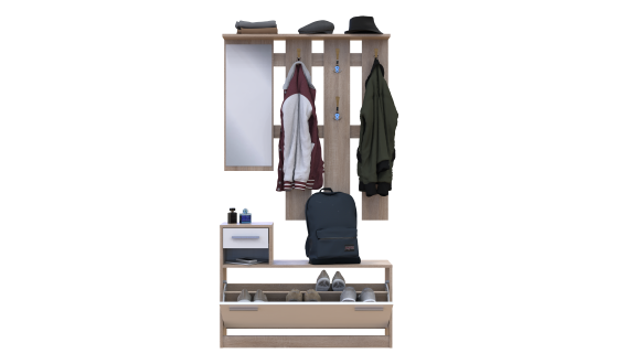 Alice entrance hall 1 mirror 100х27х182,9 White / Sonoma oak