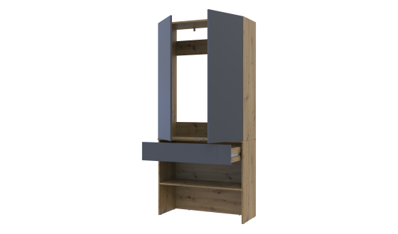Entrance hall Split Oak Artisan / Graphite chipboard 94x39x200