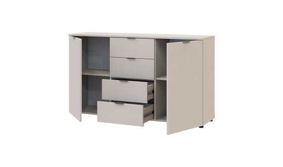 Chest of drawers Ron 5 2 facades 4 drawers Cashmere 140x38x81