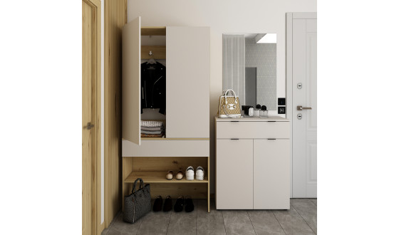 Chest of drawers Ron 2 2 facades 1 drawer Cashmere 80x38x100