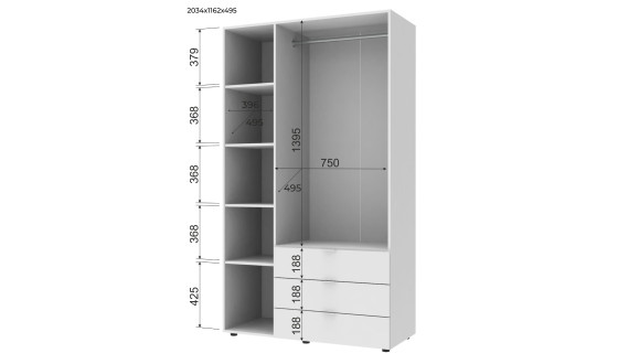Wardrobe for clothes Gelar Doros White 3 chipboard