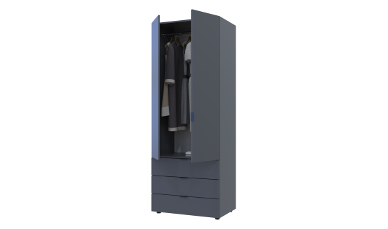 Wardrobe for clothes Gelar Doros Graphite 2 chipboard