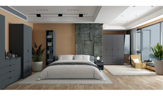 Wardrobe for clothes Gelar Doros Graphite 2+2 chipboard