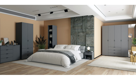 Wardrobe for clothes Gelar Doros Graphite 2+2 chipboard