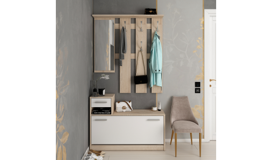 Alice entrance hall 1 mirror 100х27х182,9 White / Sonoma oak