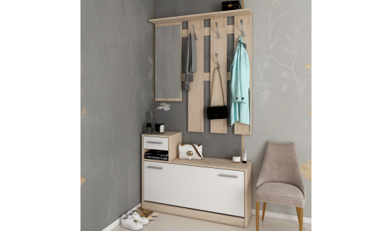 Alice entrance hall 1 mirror 100х27х182,9 White / Sonoma oak