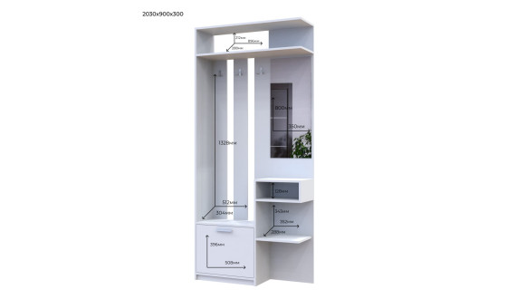 Riviera entrance hall 91.5x30x203 White