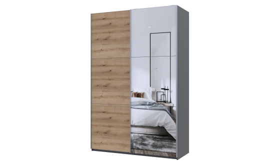 Шафа купе Doros G-Caiser Антрацит/Дуб Евок 1 ДСП / 1 дзеркало / 3 частини 160х60х240 (42005413)
