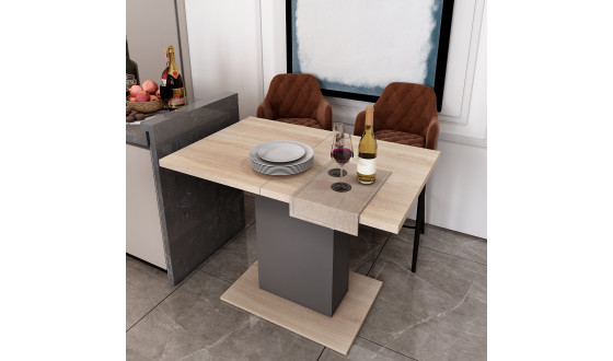 Boston Oak Sonoma / Graphite dining table 150x70x79
