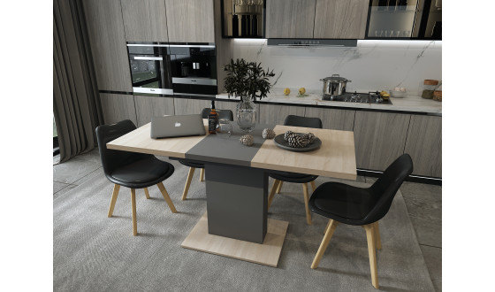 Boston Oak Sonoma / Graphite dining table 150x70x79