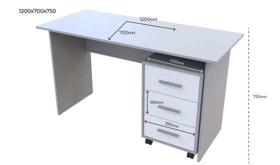 Office desk T3 120x60x78 Grey
