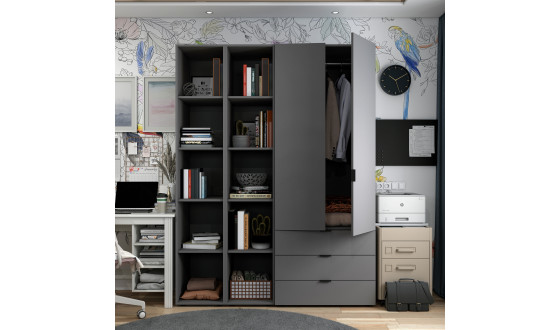 Wardrobe for clothes Gelar Doros Graphite 2 chipboard with 2 shelves
