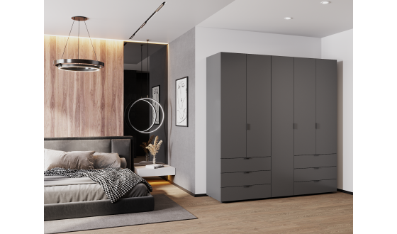 Wardrobe for clothes Gelar Doros Graphite 2+3 chipboard